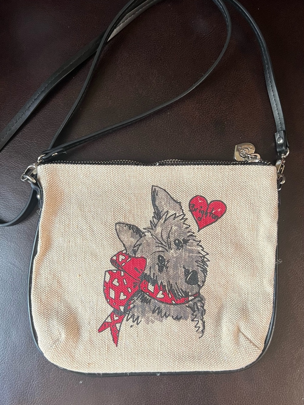 BRIGHTON Cute Scottie Dog Print Crossbody Shoulder Bag Feminine Fun Purse